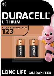 Duracell Lithium CR123 3V Battery 2 Pack - For Nash Reciever