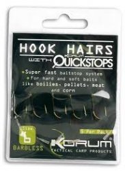 Korum Barbless Hook Hairs With Quickstops