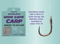Drennan Wide Gape Carp Hook to Nylon