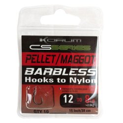 Korum Pellet & Maggot Barbless Hook to Nylon