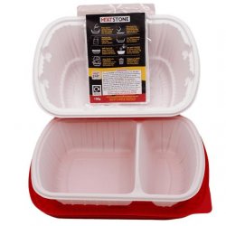 Heat 2 Eat Flameless Ration Self-Steamer with divider Red (medium) with 2 HeatStones