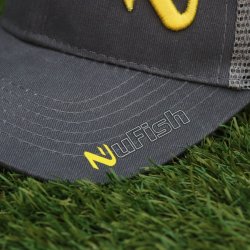 Nufish Cap - Grey - Raised Yellow Logo - Vented Mesh