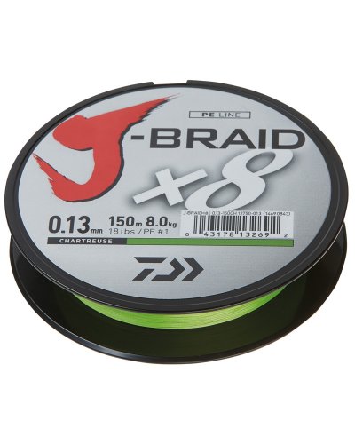 Daiwa J Braid 8 150m Charteuse Braid