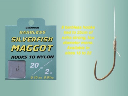 Drennan Silverfish Maggot Hook to Nylon