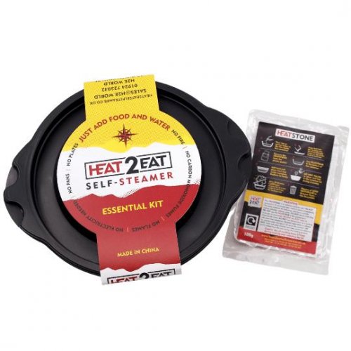 Heat 2 Eat Flameless Ration Self-Steamer Black (Medium pot) with 2 HeatStones